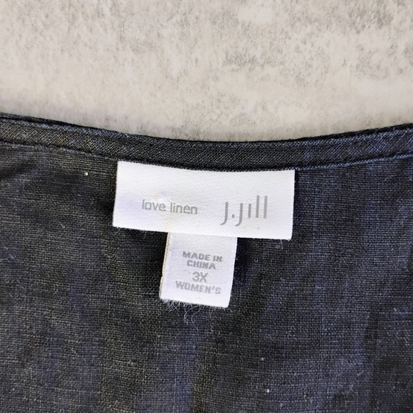 J Jill Love Linen Tie Front Midi Dress Womens Plus 3X Black Minimalist Lagenlook - Picture 5 of 10